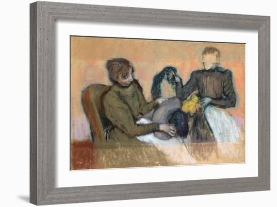 Milliner Furnishing a Hat, 1898-Edgar Degas-Framed Giclee Print