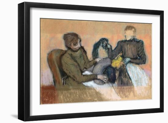 Milliner Furnishing a Hat, 1898-Edgar Degas-Framed Giclee Print