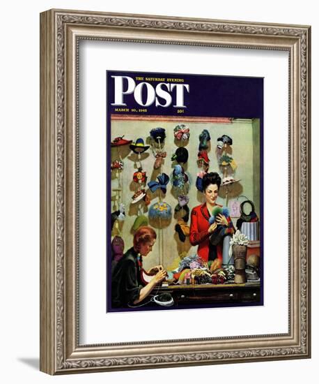 "Millinery Shop," Saturday Evening Post Cover, March 10, 1945-John Falter-Framed Giclee Print