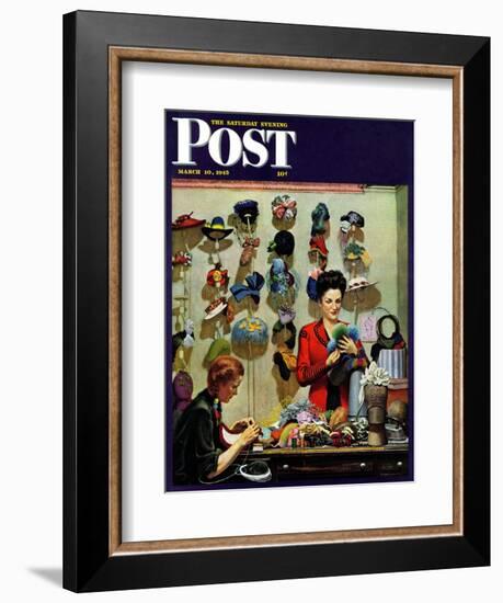 "Millinery Shop," Saturday Evening Post Cover, March 10, 1945-John Falter-Framed Giclee Print