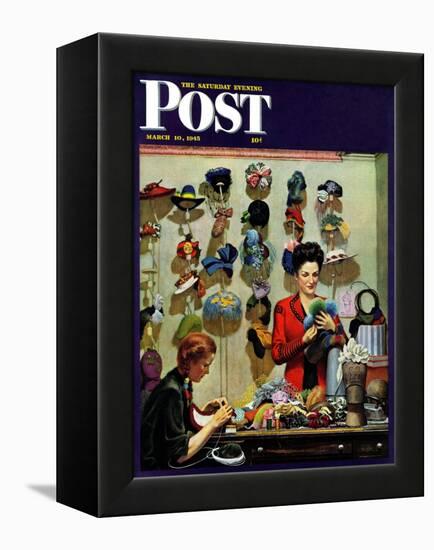 "Millinery Shop," Saturday Evening Post Cover, March 10, 1945-John Falter-Framed Premier Image Canvas