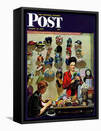 "Millinery Shop," Saturday Evening Post Cover, March 10, 1945-John Falter-Framed Premier Image Canvas