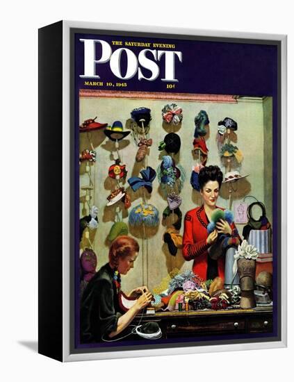 "Millinery Shop," Saturday Evening Post Cover, March 10, 1945-John Falter-Framed Premier Image Canvas