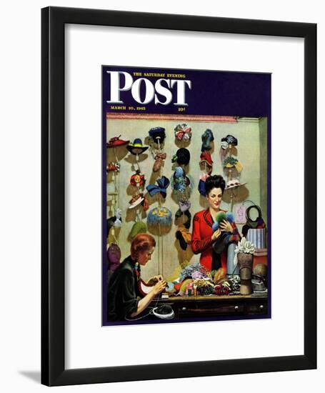 "Millinery Shop," Saturday Evening Post Cover, March 10, 1945-John Falter-Framed Giclee Print