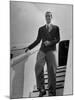 Millionaire Howard Hughes Deplaning at Airport-George Skadding-Mounted Premium Photographic Print