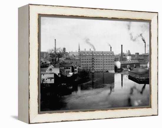 Mills and Smokestacks in Lowell, Massachusetts-null-Framed Premier Image Canvas