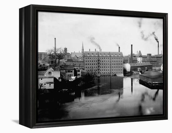 Mills and Smokestacks in Lowell, Massachusetts-null-Framed Premier Image Canvas