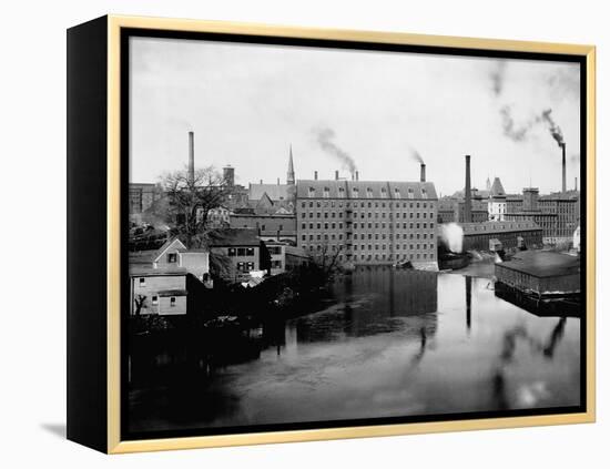 Mills and Smokestacks in Lowell, Massachusetts-null-Framed Premier Image Canvas