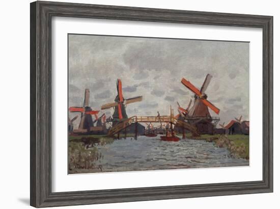 Mills at Westzijderveld Near Zaandam, 1871-Claude Monet-Framed Giclee Print