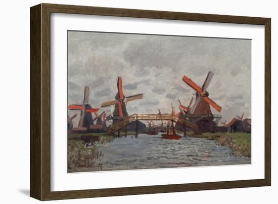 Mills at Westzijderveld Near Zaandam, 1871-Claude Monet-Framed Giclee Print