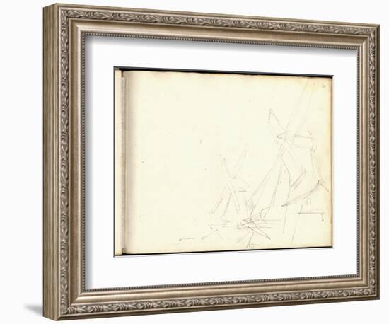 Mills Near Zaandam (Pencil on Paper)-Claude Monet-Framed Giclee Print