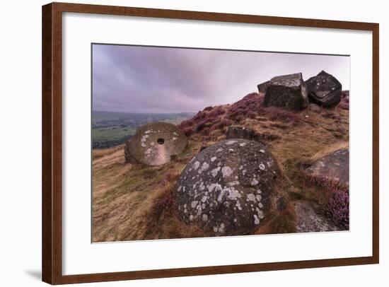 Millstone Amongst Heather and Lichen Covered Boulders at Dawn-Eleanor Scriven-Framed Photographic Print