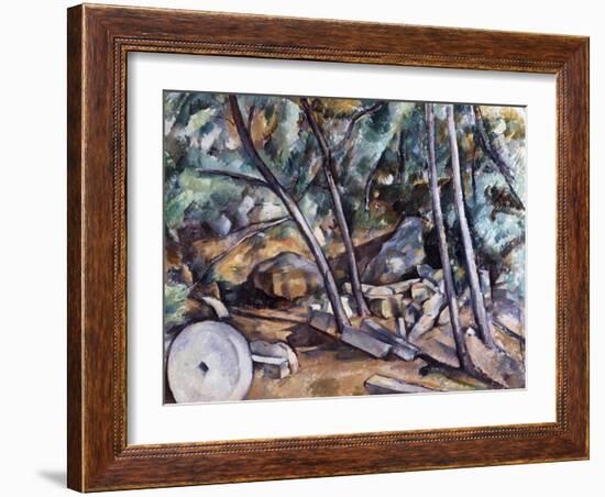 Millstone in the Park of the Chateau Noir-Paul Cézanne-Framed Giclee Print