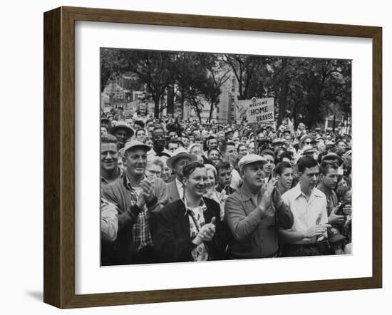 Milwaukee Braves Fans Jam the Streets to Welcome Team Back from Road Trip with Victory Parade-Francis Miller-Framed Photographic Print