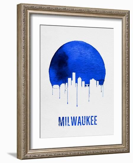 Milwaukee Skyline Blue-null-Framed Art Print