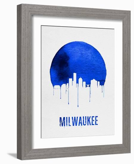 Milwaukee Skyline Blue-null-Framed Art Print