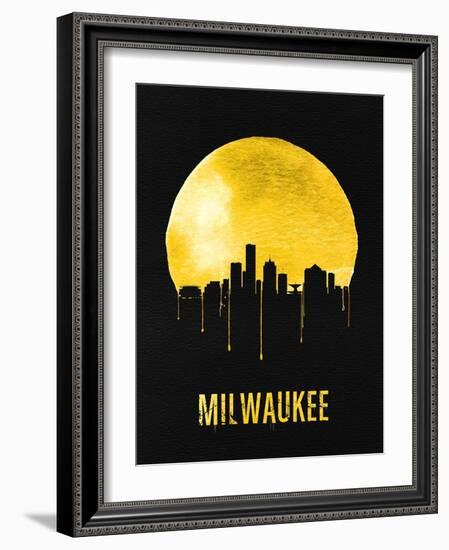 Milwaukee Skyline Yellow-null-Framed Art Print