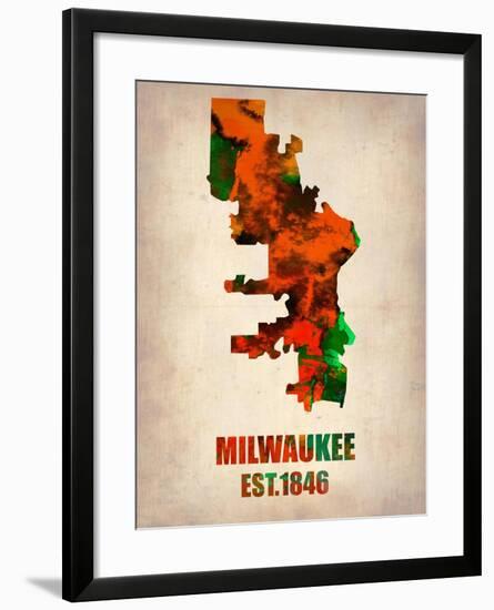 Milwaukee Watercolor Map-NaxArt-Framed Art Print