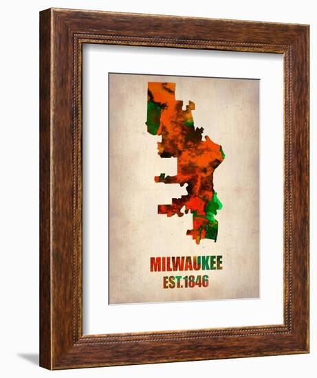 Milwaukee Watercolor Map-NaxArt-Framed Art Print