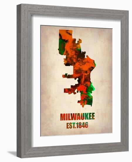 Milwaukee Watercolor Map-NaxArt-Framed Art Print