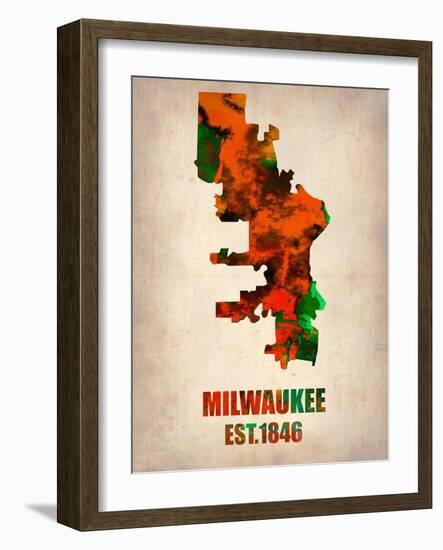 Milwaukee Watercolor Map-NaxArt-Framed Art Print