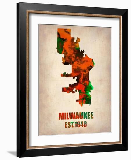 Milwaukee Watercolor Map-NaxArt-Framed Art Print