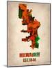 Milwaukee Watercolor Map-NaxArt-Mounted Art Print