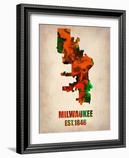 Milwaukee Watercolor Map-NaxArt-Framed Art Print