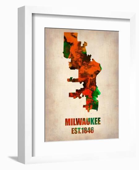 Milwaukee Watercolor Map-NaxArt-Framed Premium Giclee Print