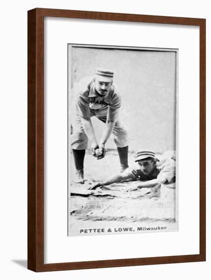 Milwaukee, WI, Milwaukee Minor League, Patrick Pettee, Bobby Lowe, Baseball Card-Lantern Press-Framed Art Print