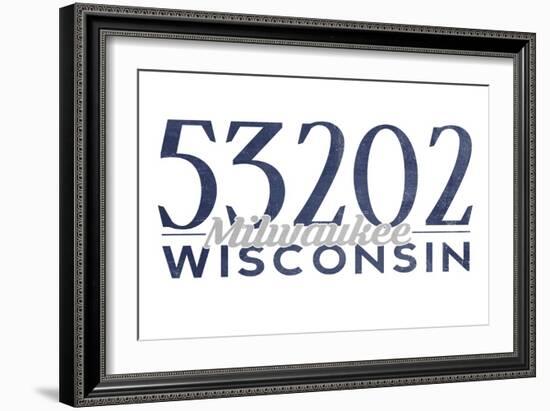 Milwaukee, Wisconsin - 53202 Zip Code (Blue)-Lantern Press-Framed Art Print