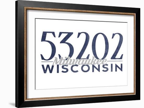 Milwaukee, Wisconsin - 53202 Zip Code (Blue)-Lantern Press-Framed Premium Giclee Print