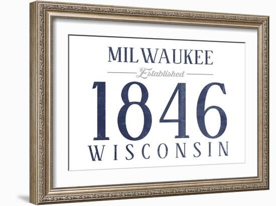 Milwaukee, Wisconsin - Established Date (Blue)-Lantern Press-Framed Art Print