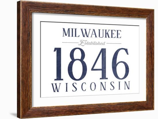Milwaukee, Wisconsin - Established Date (Blue)-Lantern Press-Framed Art Print