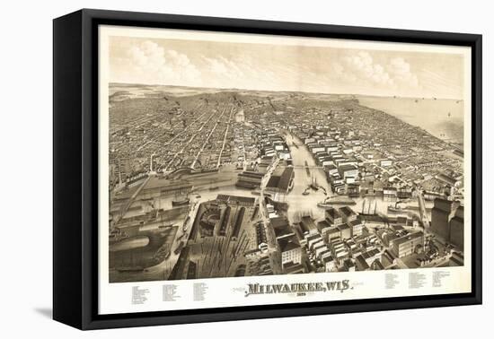 Milwaukee, Wisconsin - Panoramic Map-Lantern Press-Framed Stretched Canvas