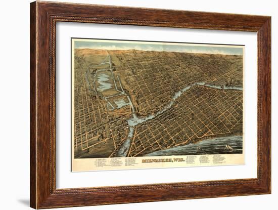 Milwaukee, Wisconsin - Panoramic Map-Lantern Press-Framed Art Print