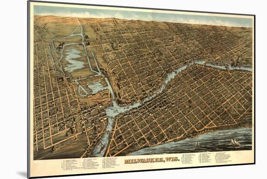 Milwaukee, Wisconsin - Panoramic Map-Lantern Press-Mounted Art Print