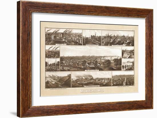 Milwaukee, Wisconsin - Panoramic Map-Lantern Press-Framed Art Print