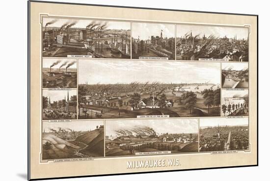 Milwaukee, Wisconsin - Panoramic Map-Lantern Press-Mounted Art Print