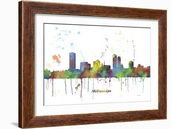 Milwaukee Wisconsin Skyline MCLR 1-Marlene Watson-Framed Giclee Print