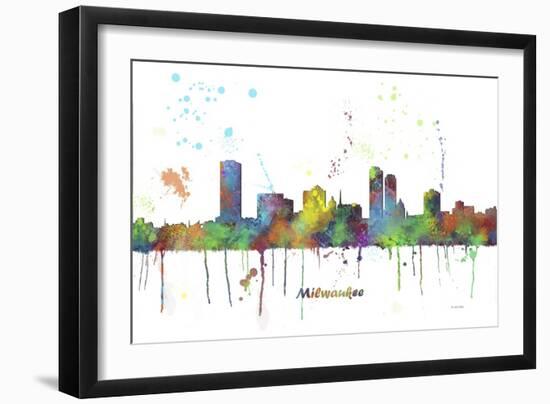 Milwaukee Wisconsin Skyline MCLR 1-Marlene Watson-Framed Giclee Print