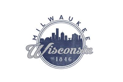 Milwaukee Wisconsin Skyline Seal Blue Art Print By Lantern Press Art Com
