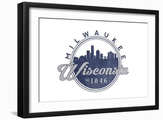 Milwaukee, Wisconsin - Skyline Seal (Blue)-Lantern Press-Framed Art Print