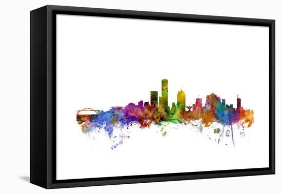 Milwaukee Wisconsin Skyline-Michael Tompsett-Framed Stretched Canvas