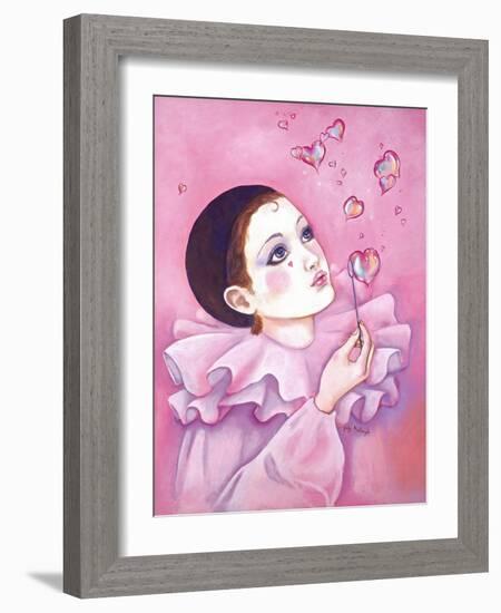 Mime with Heart Bubbles-Judy Mastrangelo-Framed Giclee Print