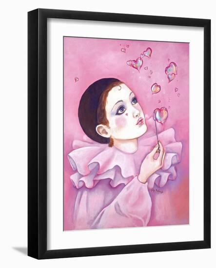 Mime with Heart Bubbles-Judy Mastrangelo-Framed Giclee Print