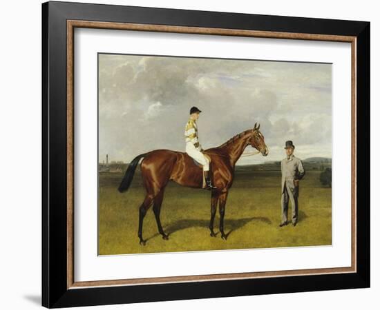 'Mimi' with Rickaby Up with Her Trainer, Mr Matthew Dawson, 1891-Emil Adam-Framed Giclee Print