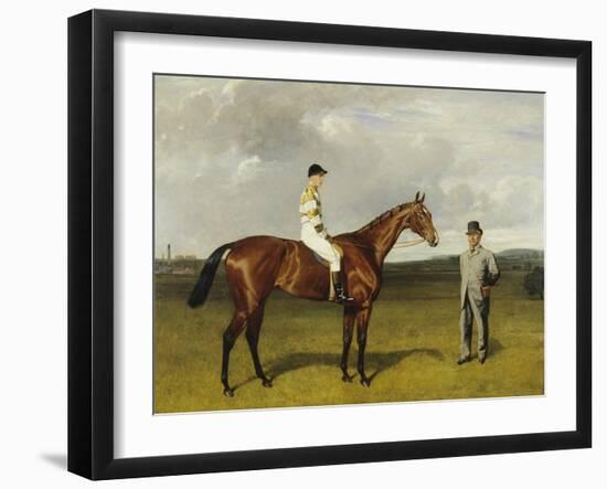 'Mimi' with Rickaby Up with Her Trainer, Mr Matthew Dawson, 1891-Emil Adam-Framed Giclee Print