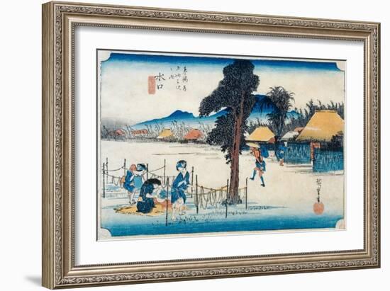 Minakuchi: Famous Production of Kampyo, from the Series 'Fifty-Three Stations on the Tokaido',…-Ando Hiroshige-Framed Giclee Print