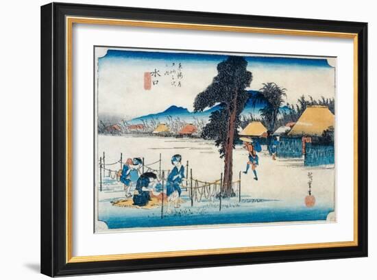 Minakuchi: Famous Production of Kampyo, from the Series 'Fifty-Three Stations on the Tokaido',…-Ando Hiroshige-Framed Giclee Print